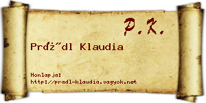 Prádl Klaudia névjegykártya